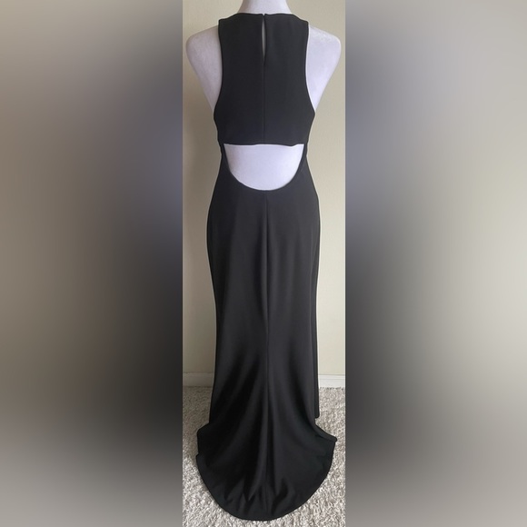 VERA WANG DRESS FRONT SLIT, OPEN BACK, SLEEVELESS GOWN, BLACK, SZ 10 - Picture 10 of 12